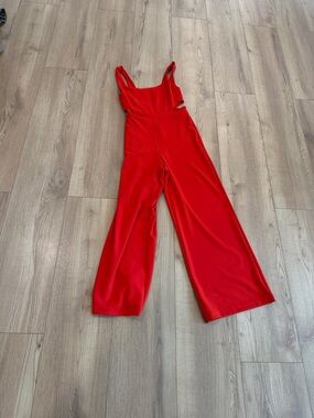 Express Red Wide-Leg Cutout Jumpsuit